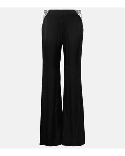 ROTATE BIRGER CHRISTENSEN Embellished High-rise Flared Trousers - Black