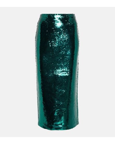 Roland Mouret Sequined Pencil Skirt - Green