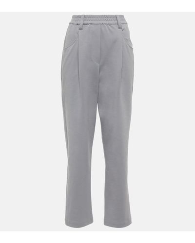 Brunello Cucinelli Cropped-Hose aus einem Baumwollgemisch - Grau