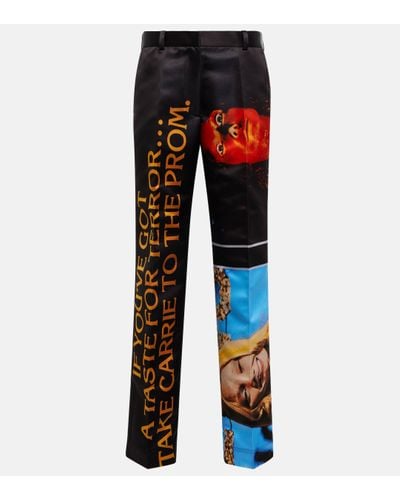 JW Anderson Printed Satin Straight Trousers - Red