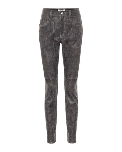 Isabel Marant Taro High-rise Skinny Leather Trousers - Grey