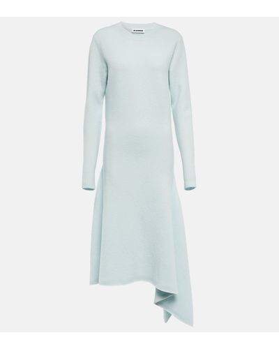 Jil Sander Robe midi en laine - Bleu