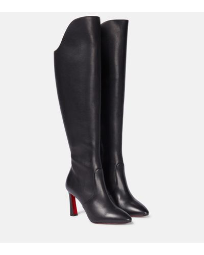 Christian Louboutin Black Leather Knee High Botta Red Sole Knee Boot 3 –  Priscilla Posh