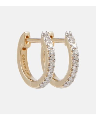 Mateo 14kt Gold huggie Earrings With Diamonds - White