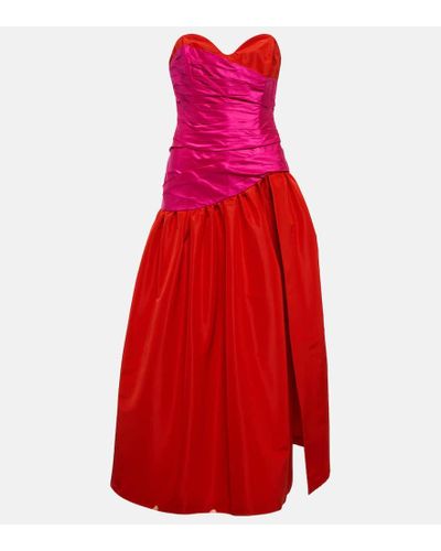 Carolina Herrera Vestido de fiesta en seda fruncido - Rojo