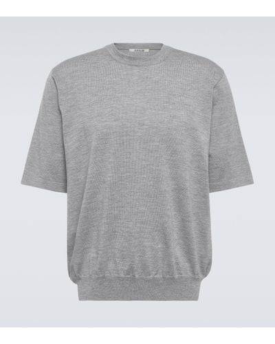 AURALEE Knitted Cashmere T-shirt - Grey