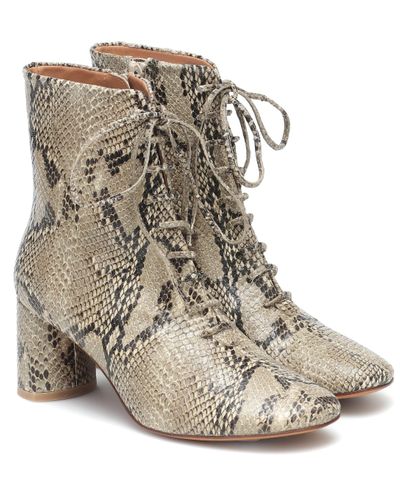 LOQ Agata Snake-print Leather Ankle Boots - Multicolor