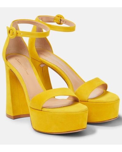Gianvito Rossi Suede Platform Sandals - Yellow