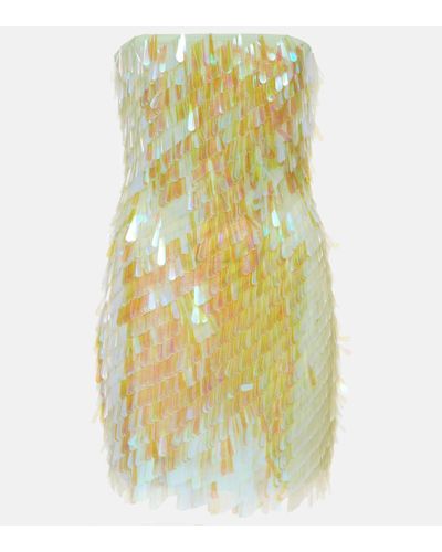 The Attico Vestido corto de seda adornado - Amarillo
