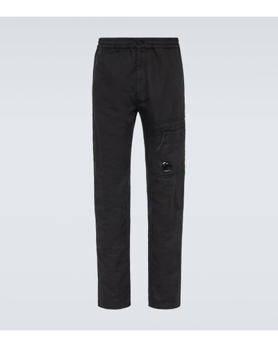 C.P. Company Cotton And Linen Straight Trousers - Black