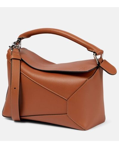 Loewe Puzzle Edge Small Leather Tote Bag - Brown