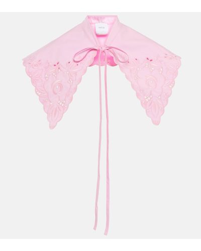 Patou Embroidered Cotton Poplin Collar - Pink