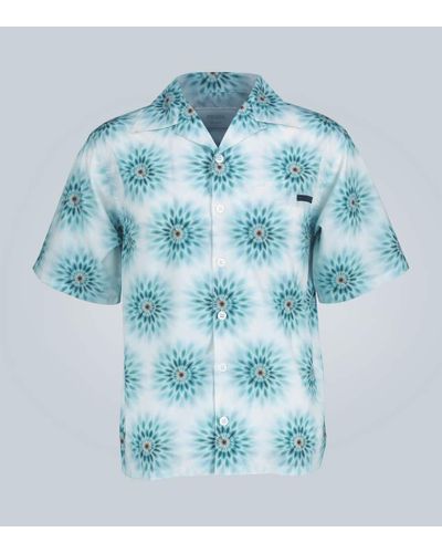 Prada Camisa Pois de popelín de algodón - Azul