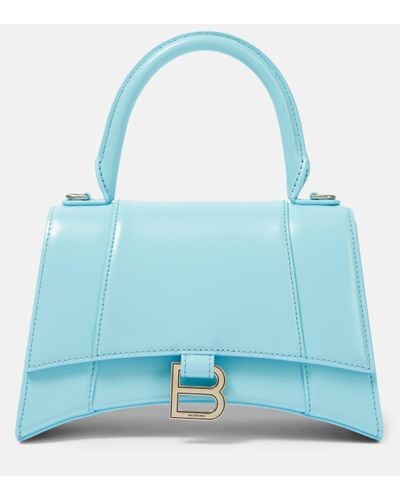 Balenciaga Hourglass Small Leather Tote Bag - Blue