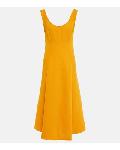 Vince Linen-blend Midi Dress - Yellow