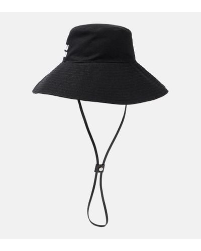 Miu Miu Sombrero de pescador de dril de algodon - Negro