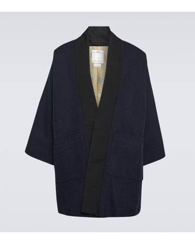Visvim Kiyari Wool And Linen Coat - Blue