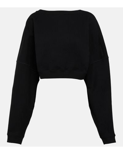 Saint Laurent Sweat-shirt brode en coton a logo - Noir