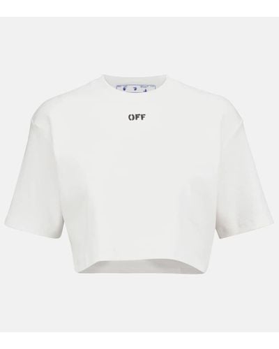 Off-White c/o Virgil Abloh Camiseta en mezcla de algodon cropped - Blanco