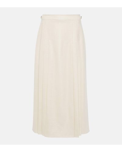 Gabriela Hearst Lerna Pleated Wool And Silk Midi Skirt - White