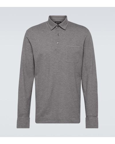 Zegna Cotton Polo Shirt - Gray