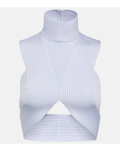 Alaïa Alaia Ribbed-knit Crop Top - Blue
