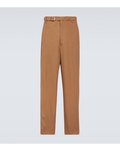 Zegna Linen Wide-leg Trousers - Natural