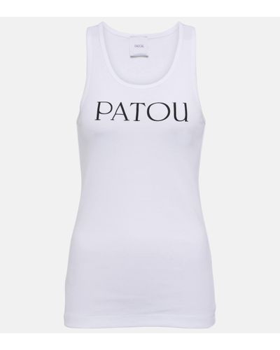 Patou Logo Cotton Jersey Tank Top - White
