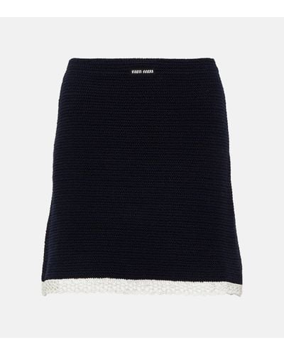 Miu Miu Mini-jupe en crochet de coton melange - Noir