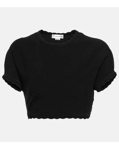 Victoria Beckham Scalloped Knitted Crop Top - Black