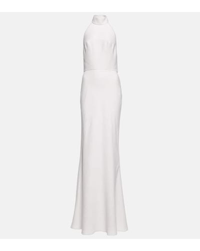 Alexander McQueen Light Ivory Long Dress With Halterneck - White