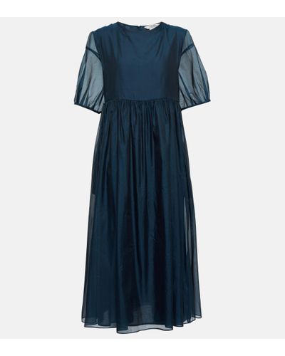 Max Mara Fatoso Silk-blend Midi Dress - Blue