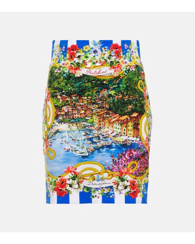 Dolce & Gabbana Mini-jupe Portofino imprimee - Vert