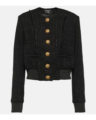Balmain Tweed And Lame Jacket - Black