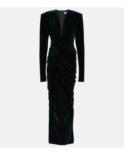 Alexandre Vauthier Ruched Velvet Gown - Black