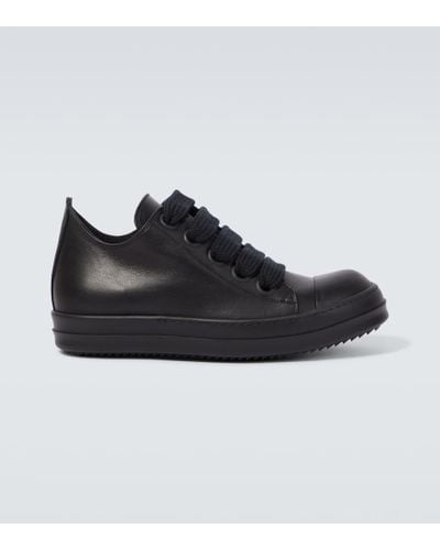 Rick Owens Oversize-shoelace Leather Sneakers - Black