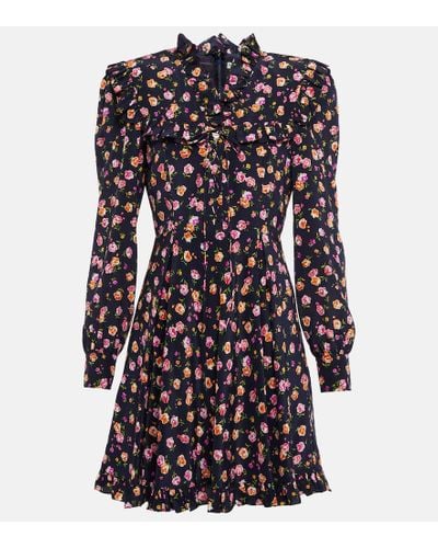 Alessandra Rich Printed Belted Silk Minidress - Multicolor