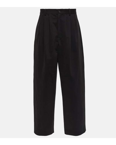 The Row Rufos Cotton And Wool Wide-leg Pants - Black