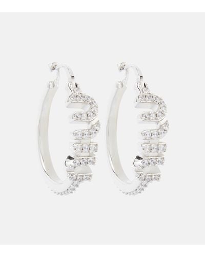 Miu Miu Logo Crystal-embellished Earrings - White