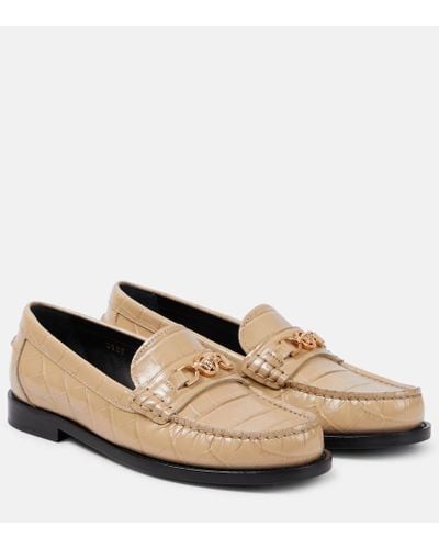 Versace Medusa '95 Croc-effect Leather Loafers - Natural