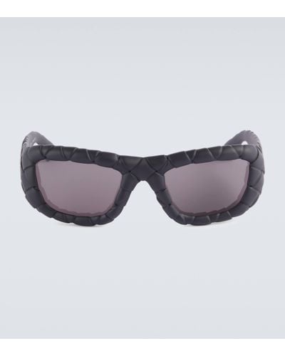 Bottega Veneta Intrecciato Rectangular Sunglasses - Grey