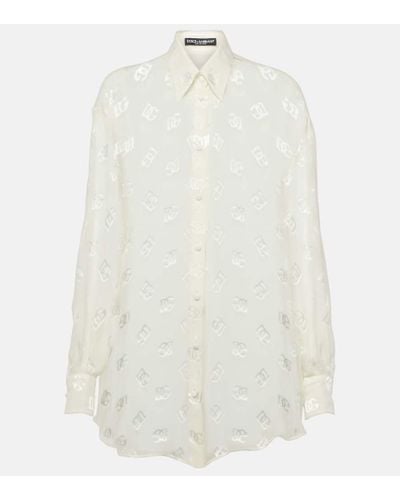 Dolce & Gabbana Hemd Burnout aus Seide - Weiß