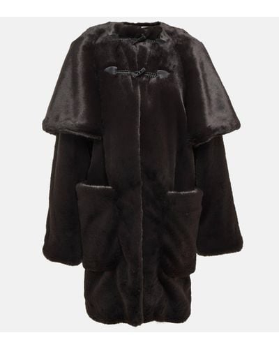 Alaïa Manteau en fourrure synthetique et cuir - Noir
