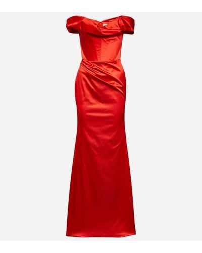 Vivienne Westwood Robe longue a encolure bardot - Rouge