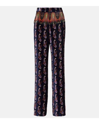 Etro Paisley High-rise Straight Trousers - Blue