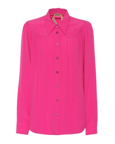 N°21 Bluse mit Seidenanteil - Pink