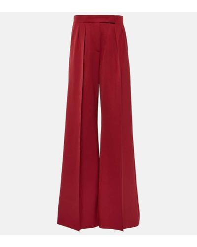 Max Mara Libbra Wool And Mohair Wide-leg Pants - Red
