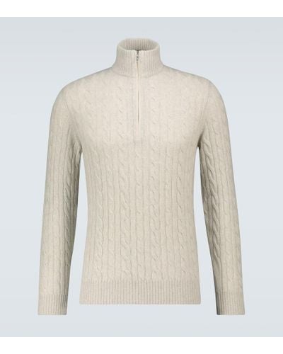 Loro Piana Mezzocollo Treccia Cashmere Sweater - Natural