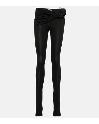 Magda Butrym Floral-applique Jersey leggings - Black