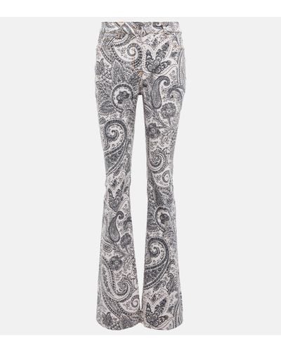 Etro Paisley Printed Flared Jeans - Grey